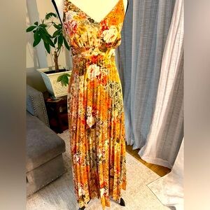 Jessica Simpson Orange Halter Pleated Maxi Dress